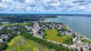 Adams Shore ve Quincy Körfezi hava manzaralı Quincy, Massachusetts MA, ABD. 