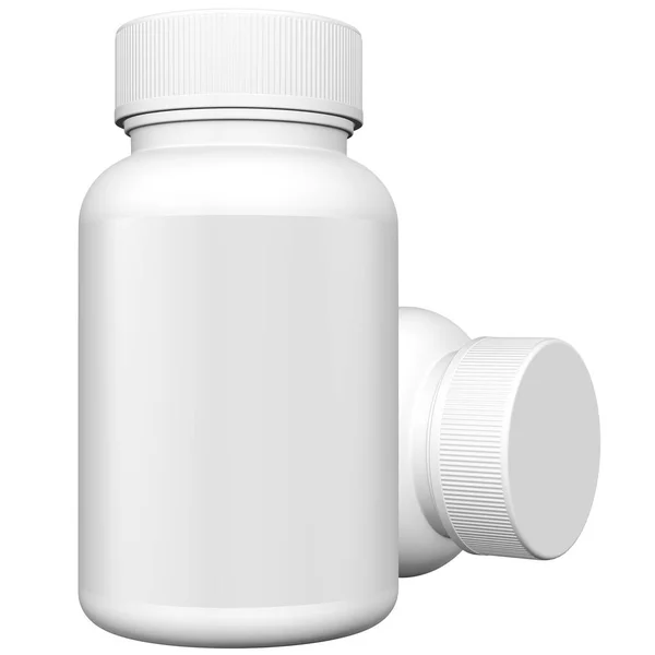 Garrafa Pílulas Vitamina Fundo Branco — Fotografia de Stock