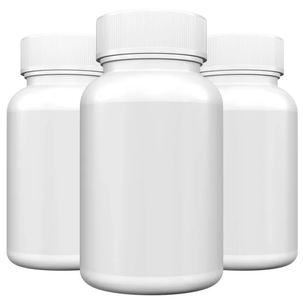 Garrafa Branca Branco Com Pílulas Medicina — Fotografia de Stock