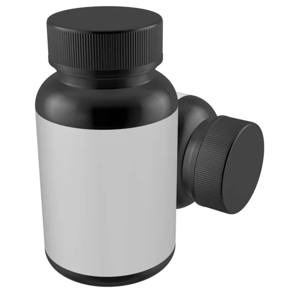 Rendering Bottiglia Plastica Bianca Vuota Con Sfondo Bianco Nero — Foto Stock