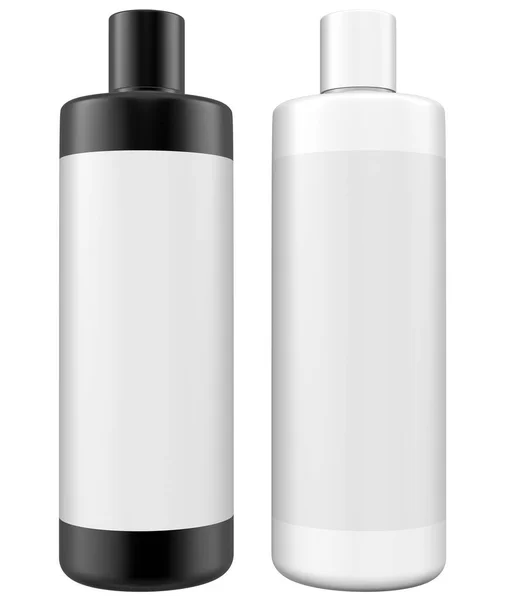 Renderowania Puste Białe Plastikowe Butelki Czarnym Białym Tle — Zdjęcie stockowe