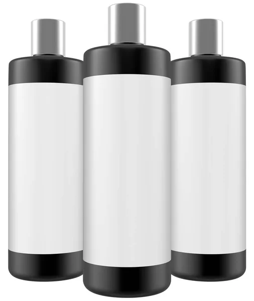 黑白底色空白白塑料瓶3D渲染 — 图库照片