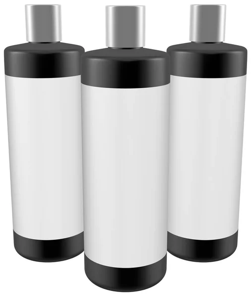 黑白底色空白白塑料瓶3D渲染 — 图库照片