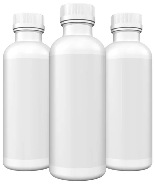 Render Dari Botol Plastik Putih Kosong Dengan Latar Belakang Hitam — Stok Foto