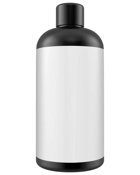 Weergave Van Blanco Witte Plastic Fles Met Zwart Witte Achtergrond — Stockfoto
