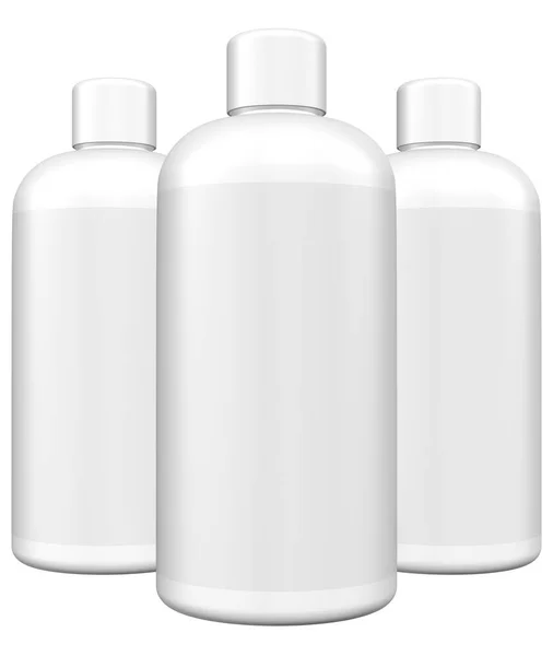 Rendering Bottiglia Plastica Bianca Vuota Con Sfondo Bianco Nero — Foto Stock