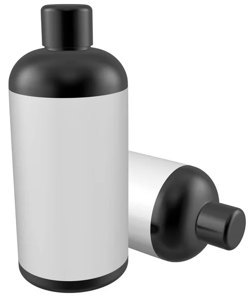 Απόδοση Του Κενού Λευκό Πλαστικό Μπουκάλι Μαύρο Και Άσπρο Φόντο — Φωτογραφία Αρχείου