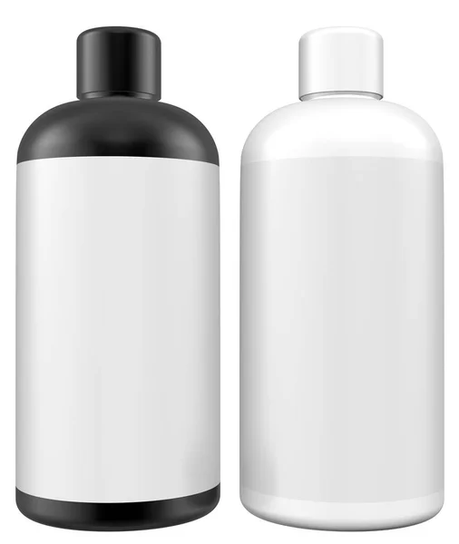 Απόδοση Του Κενού Λευκό Πλαστικό Μπουκάλι Μαύρο Και Άσπρο Φόντο — Φωτογραφία Αρχείου