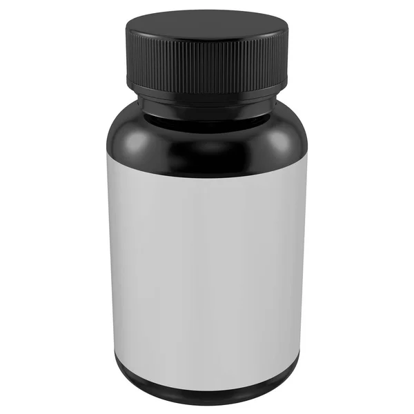 黒と白の背景を持つ空白の白いプラスチックボトルの3Dレンダリング ストック画像