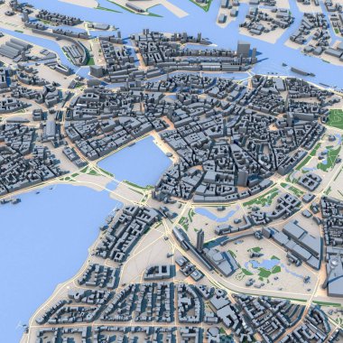 Hamburg Şehri Almanya Haritası, 3D Hazırlama