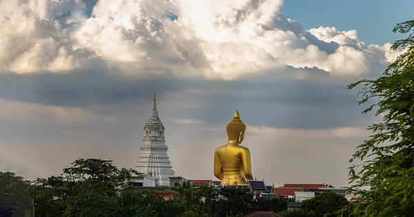 Bangkok Thailand Dezember 2022 Rückseite Der Schönen Goldenen Buddha Statue — Stockfoto