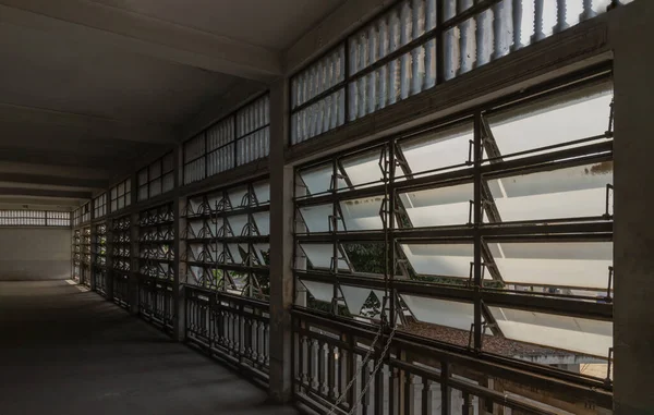 Bangkok Thailand Feb 2023 Ancient Steel Awning Windows Open Bright — Fotografia de Stock