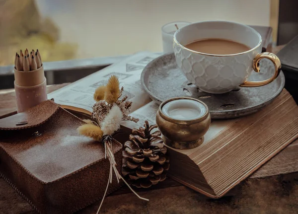 Ochtend Verfrissend Met Hete Koffie Keramische Beker — Stockfoto