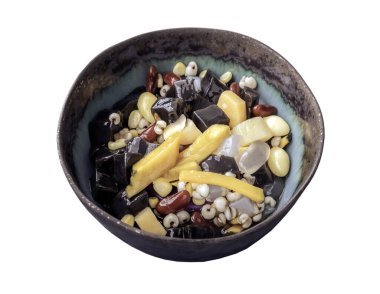 Siyah Çimen Jölesi, Nuts, Mısır gevreği, Kırmızı fasulye, Ginkgo, Balkabağı, Mısır taneleri, Millet, Tatlı Patates, Longan Meyve Suyu 'nda Palmiye tohumu ve jöleyi kapsar. Geleneksel buzlu tatlı, Top view