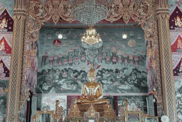 Samut Songkram Tayland Nisan 2023 Altın Buda Heykeli Veya Manastır — Stok fotoğraf