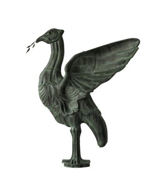 Kırpma yolu ile beyaz arkaplanda izole edilmiş bir karaciğer kuşu. Liverpool 'un' Liverbird 'sembolü, seçmeli odak.