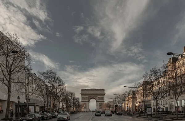 France Paris Jan 2024 Famous Arc Triomphe Triumphal Arch City — Stock Photo, Image