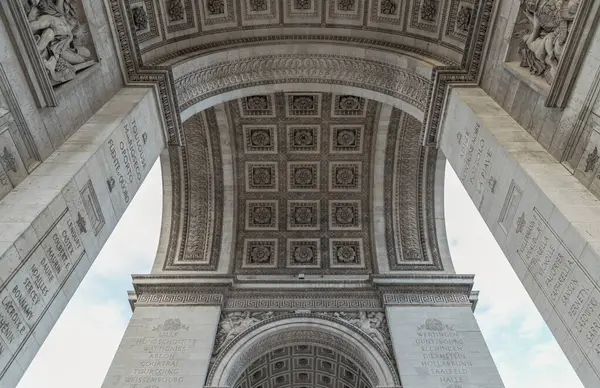 France Paris Jan 2024 View Directly Famous Arc Triomphe Detail — Stock Photo, Image