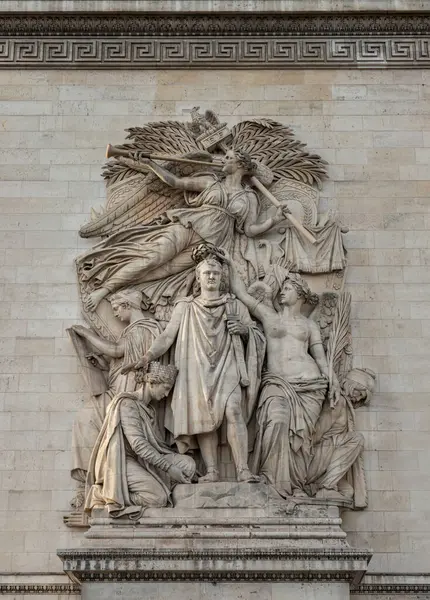 France Paris Jan 2024 Detail Sculptural Group Monumental Stone High — Stock Photo, Image