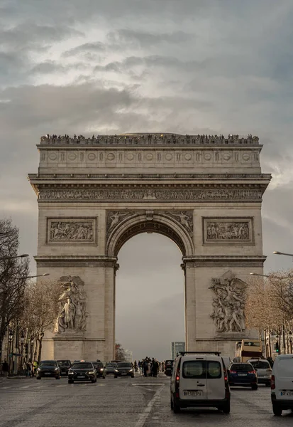 France Paris Jan 2024 Famous Arc Triomphe Triumphal Arch City — Stock Photo, Image