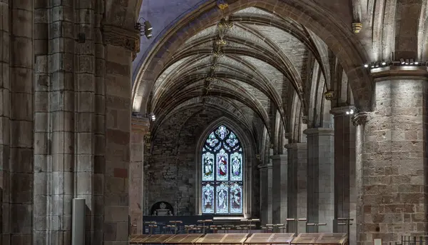 Edinburgh Schottland Januar 2024 Schöne Glasfenster Inneren Der Distelkapelle Der Stockbild