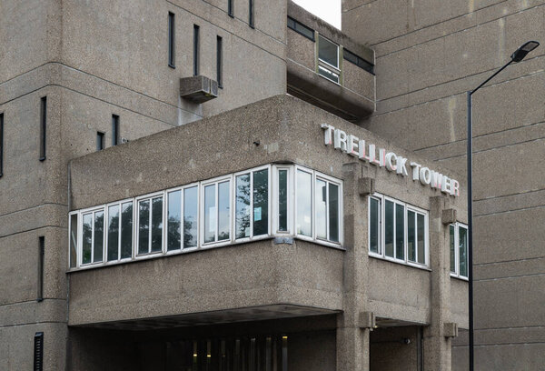 Trellick Tower is indeed recognized for its unique aesthetic and status as a significant example of Brutalist architecture, characterized by its use of raw concrete surfaces (bton brut) often left exposed both internally, externally with distinctive.