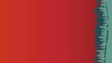 4 bin. Noel Baba, kızak ve kırmızı arka planda Noel 'de karşılama sezonu için Noel Baba, ren geyiği karikatürü ve çam ağacıyla kusursuz bir kışın manzarası. 