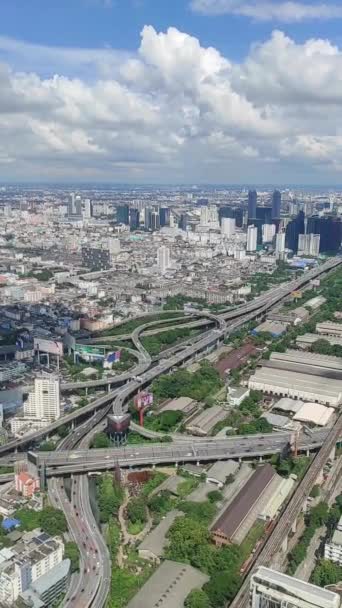 Vertikale Filmaufnahme Der Stadt Bangkok Aus Der Vogelperspektive Von Straßen — Stockvideo