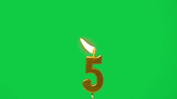 Nahtlose Schleife Kerzenlicht Goldene Kerze Nummer Fünf Form Für Fünfte — Stockvideo