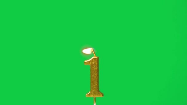 Безшовна Циклічна Свічка Світла Золота Свічка Номер Один Фігура Святкування — стокове відео