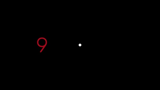 4Kリアルタイムは 10から0までの逆順で数値を数え 花火が始まる前の最後の秒まで数えます 黒い背景に隔離された赤い番号 — ストック動画