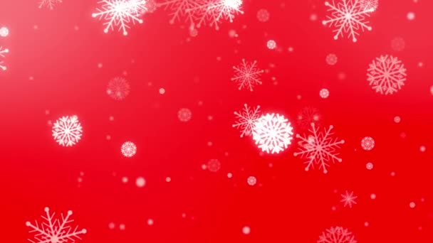 白色雪花的粒子动画 雪晶在冬季降下来作为圣诞装饰 隔离在彩色关键的红色屏幕背景上 以覆盖运动图形 — 图库视频影像