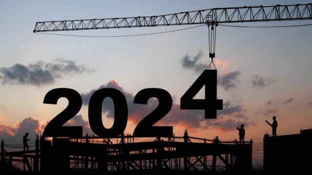 Crane Angkat Nomor Turun 2024 Mempersiapkan Diri Untuk Menyambut Awal — Stok Video