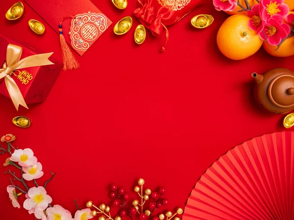Flat Lay Ornamento Decoração Item Sorte Para Celebração Ano Novo — Fotografia de Stock