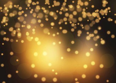 Abstract black background with golden bokeh lights effect- Christmas background with blurred points of light