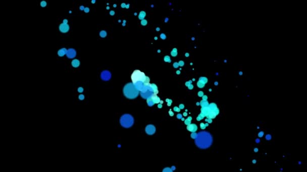 Blue Green Balls Spinning Galaxy Isolated Black Background — Vídeos de Stock