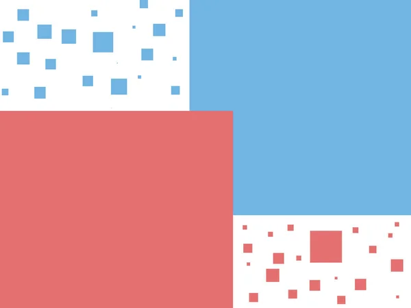 Kırmızı ve mavi doymamış kareler beyaz arka planda izole edilmiş. Geometrik şekiller