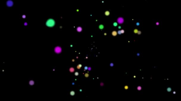 Bolas Multi Coloridas Espalham Centro Para Bordas Ano Novo Confete — Vídeo de Stock