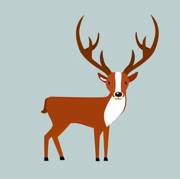Imprimir Veado Dos Desenhos Animados Ilustração Minimalista Emblema Ícone Animal — Vetor de Stock