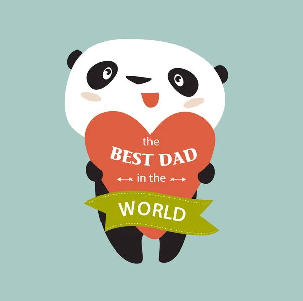 Impresión Panda Dibujos Animados Sosteniendo Corazón Mejor Padre Del Mundo — Vector de stock