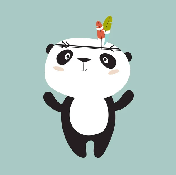 Tisk Roztomilá Vektorová Panda Panda Indián Cartoon Panda Asijské Zvíře — Stockový vektor