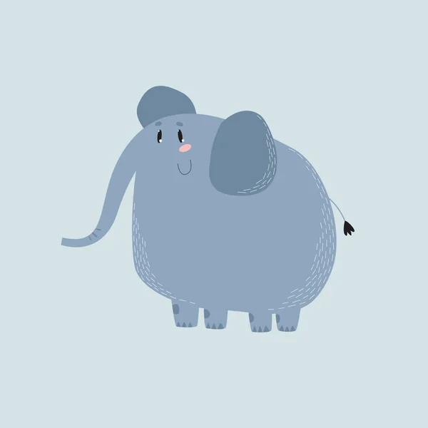 Imprimir Elefante Desenhos Animados Vetorial Elefante Engraçado Animal Africano Elefante — Vetor de Stock