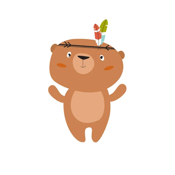 可爱的矢量熊 熊是印第安人 卡通熊 森林动物 卡通人物 — 图库矢量图片