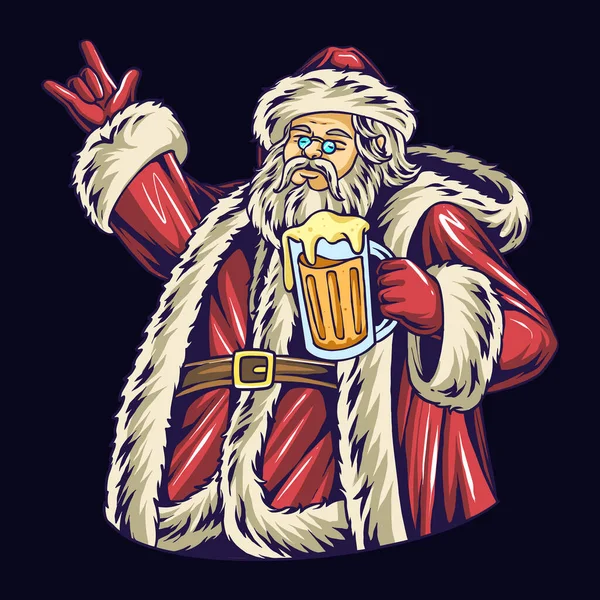 Fête Bière Noël Père Noël — Image vectorielle