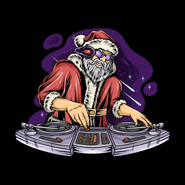 Boże Narodzenie Santa Claus Gra Muzykę Przyjęciu Świątecznym — Wektor stockowy