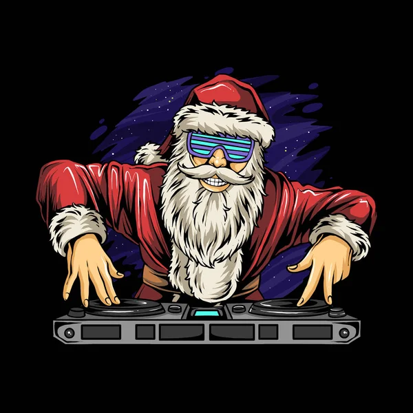 Christmas Santa Claus Bermain Music Stok Ilustrasi 