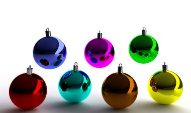 Renkli Noel baloları, 3 boyutlu arka plan, 3 boyutlu görüntüleme. Mutlu Noeller ve yeni yılınız kutlu olsun.