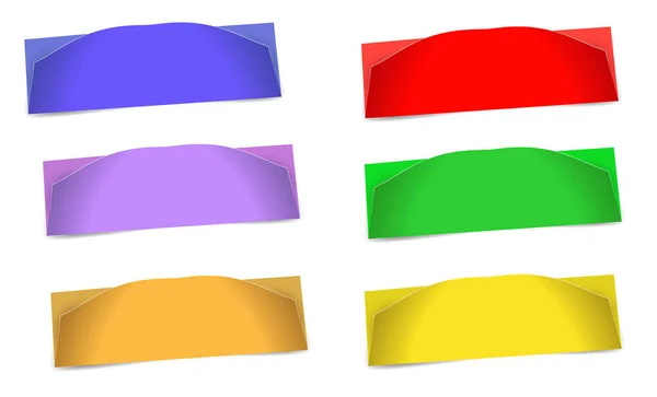 一套色彩斑斓的现实弯曲的纸 阴影在白色背景上 矢量图解 — 图库矢量图片