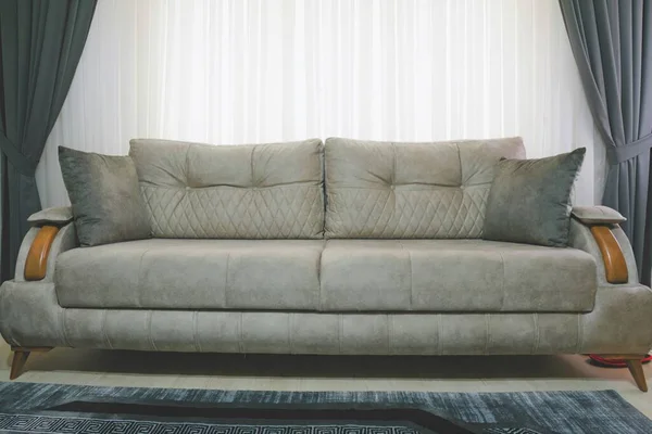 Sofa Und Kissen Hintergrundkonzept Einem Raum — Stockfoto