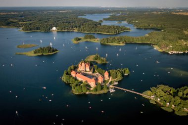 Aerial view of Trakai castle in Lithuania